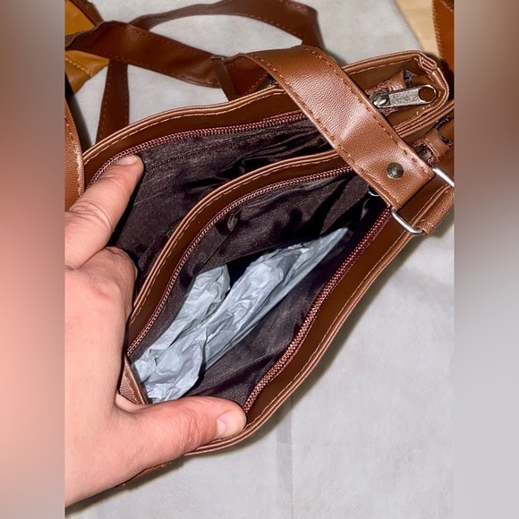 Patchwork Leather Handbag Set in Brown and Tan - Picture 3 of 7